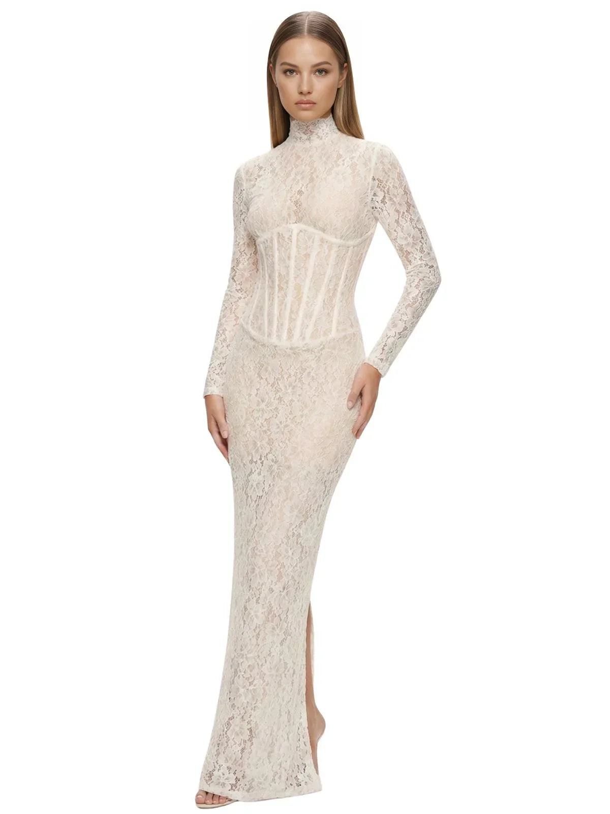 White Lace Corset Mini Dress Sexy Bodycon - Now in Maxi Length Too!