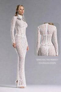 Thumbnail for White Lace Corset Mini Dress Sexy Bodycon - Now in Maxi Length Too!