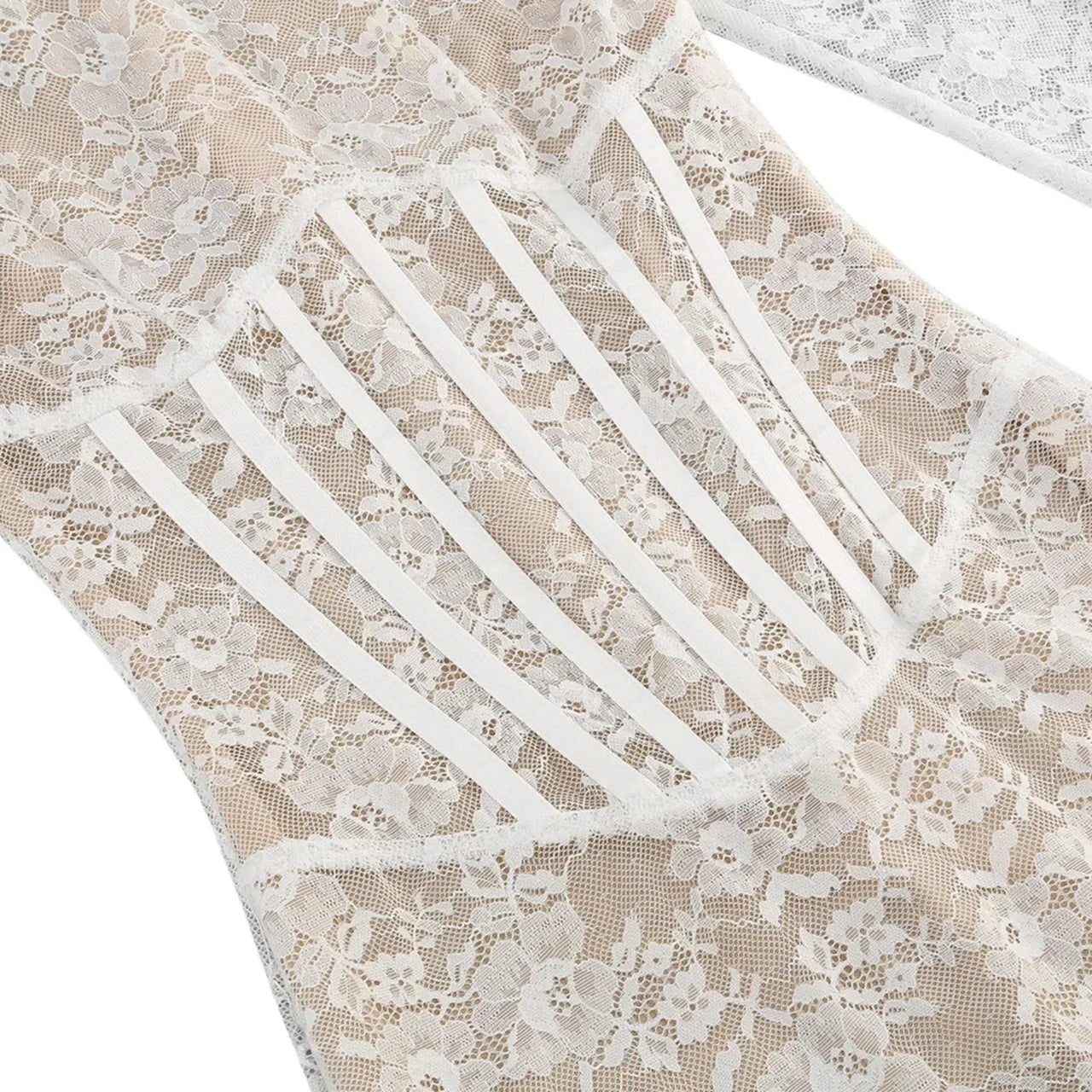 White Lace Corset Mini Dress Sexy Bodycon - Now in Maxi Length Too!