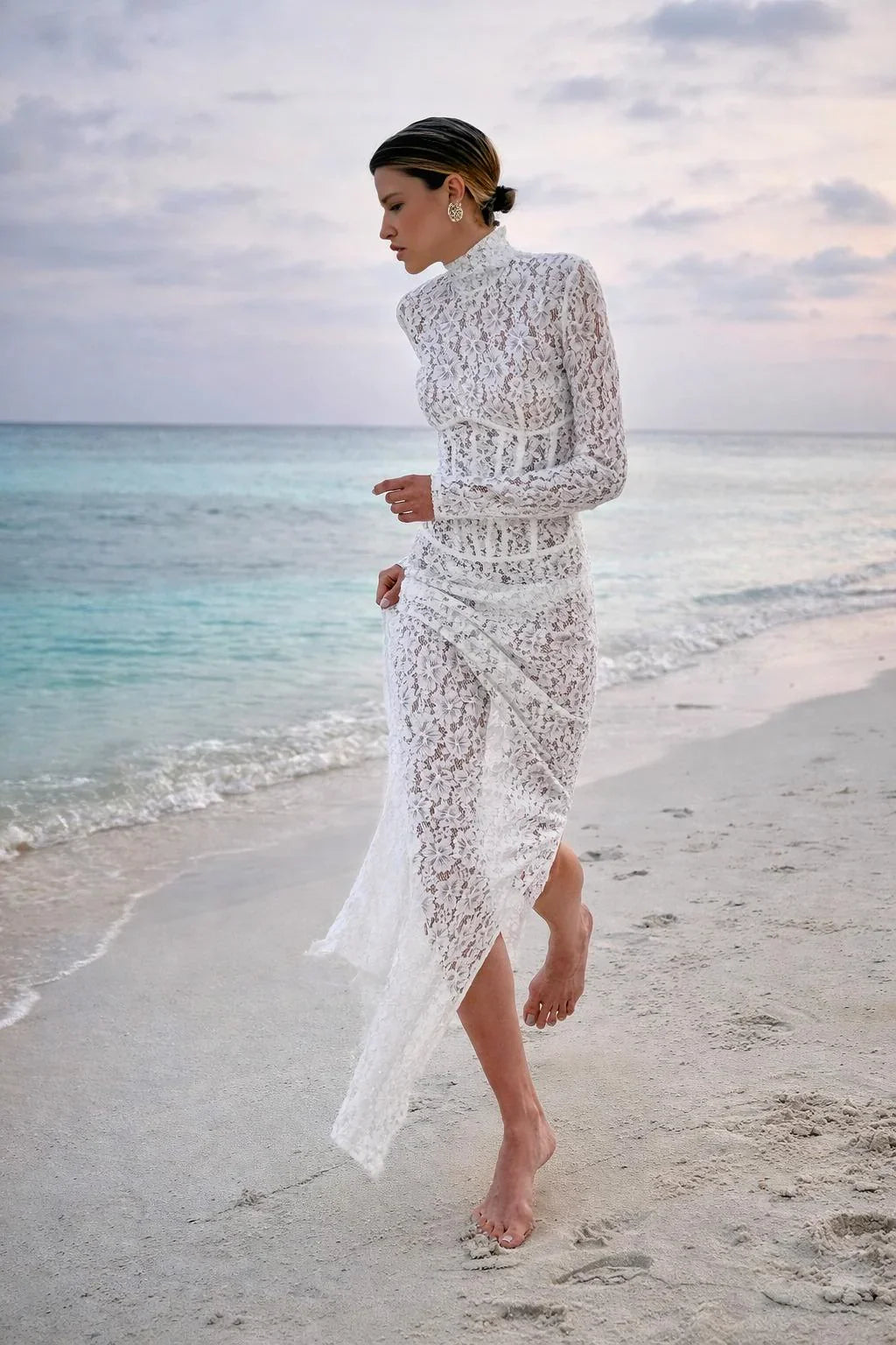 White Lace Corset Mini Dress Sexy Bodycon - Now in Maxi Length Too!