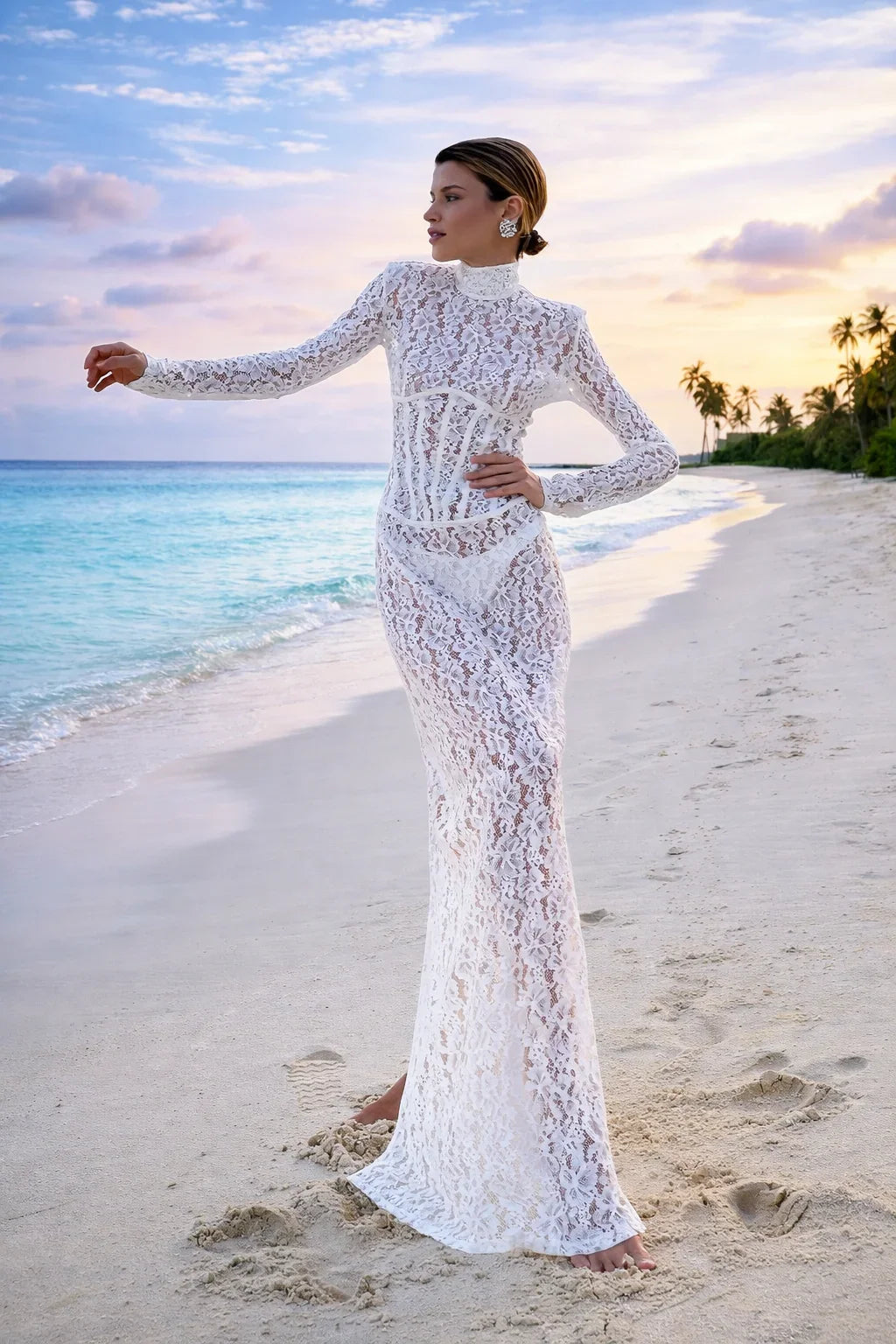 White Lace Corset Mini Dress Sexy Bodycon - Now in Maxi Length Too!