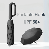 Thumbnail for Windproof Automatic Folding Umbrella Strong 105CM Reinforced Large Buckle Handle Wind/Water/Sun Resistant, Drestiny, United States, USA, Canada, Australia, New Zealand, United Kingdom, UK, Haze Blue, Sycamore Beige, Misty Grey, Forest Green, Black, automatic umbrella, auto open umbrella, windproof automatic umbrella, travel umbrella automatic, folding automatic umbrella, best automatic umbrella, shopdrestiny.com