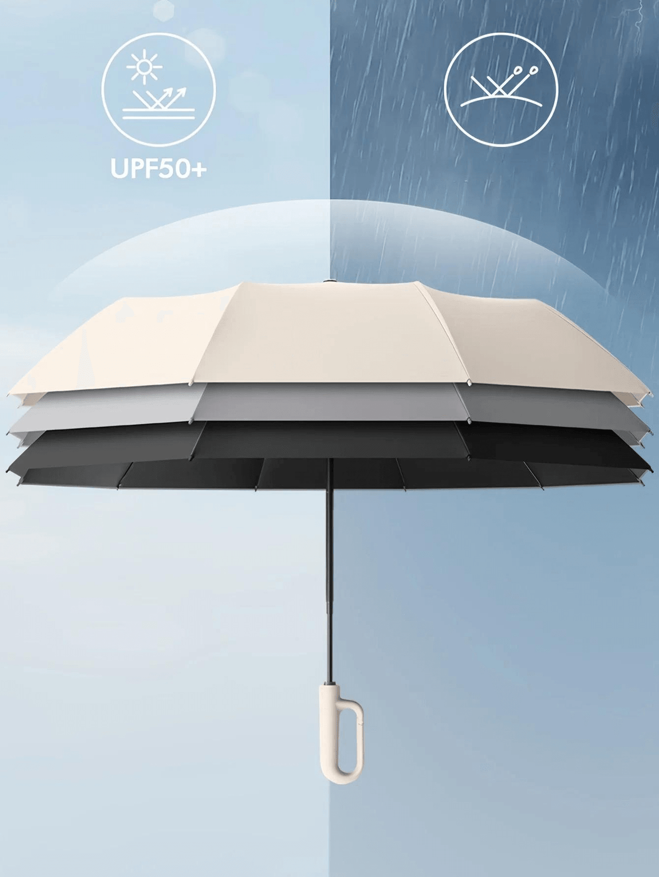 Windproof Automatic Folding Umbrella Strong 105CM Reinforced Large Buckle Handle Wind/Water/Sun Resistant, Drestiny, United States, USA, Canada, Australia, New Zealand, United Kingdom, UK, Haze Blue, Sycamore Beige, Misty Grey, Forest Green, Black, automatic umbrella, auto open umbrella, windproof automatic umbrella, travel umbrella automatic, folding automatic umbrella, best automatic umbrella, shopdrestiny.com