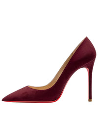 Thumbnail for Burgundy high-heeled shoe with a red sole on a white background