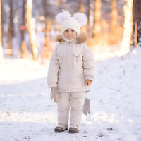 Thumbnail for Winter Down Jacket and Snow Pants for Baby With Real Fur Collar -, Snowsuits , Drestiny , 12M, 18M, 24M, 3T, 4T, Australia, Beige, Black, Boys, FR, Girls, Pink, TD, United Kingdom, United States, Yellow , Drestiny , www.shopdrestiny.com