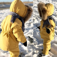 Thumbnail for Winter Down Jacket and Snow Pants for Baby With Real Fur Collar -, Snowsuits , Drestiny , 12M, 18M, 24M, 3T, 4T, Australia, Beige, Black, Boys, FR, Girls, Pink, TD, United Kingdom, United States, Yellow , Drestiny , www.shopdrestiny.com