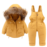 Thumbnail for Winter Down Jacket and Snow Pants for Baby With Real Fur Collar -, Snowsuits , Drestiny , 12M, 18M, 24M, 3T, 4T, Australia, Beige, Black, Boys, FR, Girls, Pink, TD, United Kingdom, United States, Yellow , Drestiny , www.shopdrestiny.com