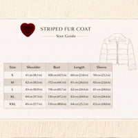 Thumbnail for Winter Exclusive Striped Fur Coat Women's Overcoat Blogger Fashion Fluffy Fox Fur Collar Coat Outerwear, Drestiny, Coats, Fur Coats, S, M, L, XL, XXL, United States, USA, Canada, Australia, New Zealand, United Kingdom, UK, White Striped, Brown Striped, Light Blue Striped, Camel Striped, Dark Brown, Women's Faux Fox Fur Coat, pelted faux fur coat, Wide Lapel Faux Fur Coat, short striped faux fur coat, Fluffy Winter Fur Jacket, shopdrestiny.com