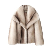 Thumbnail for White stripped faux fur coat on a white background