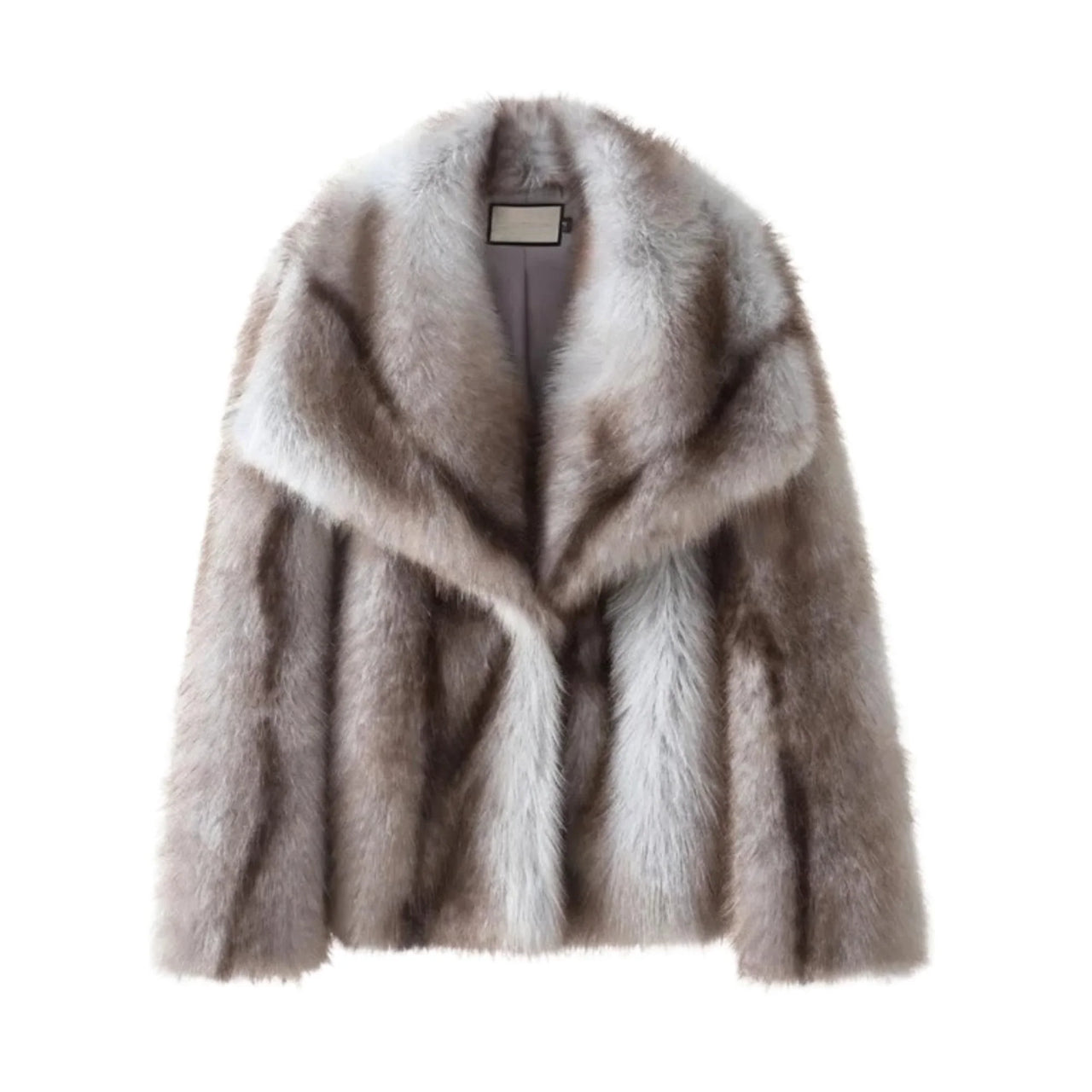 Light blue faux fur coat on a white background