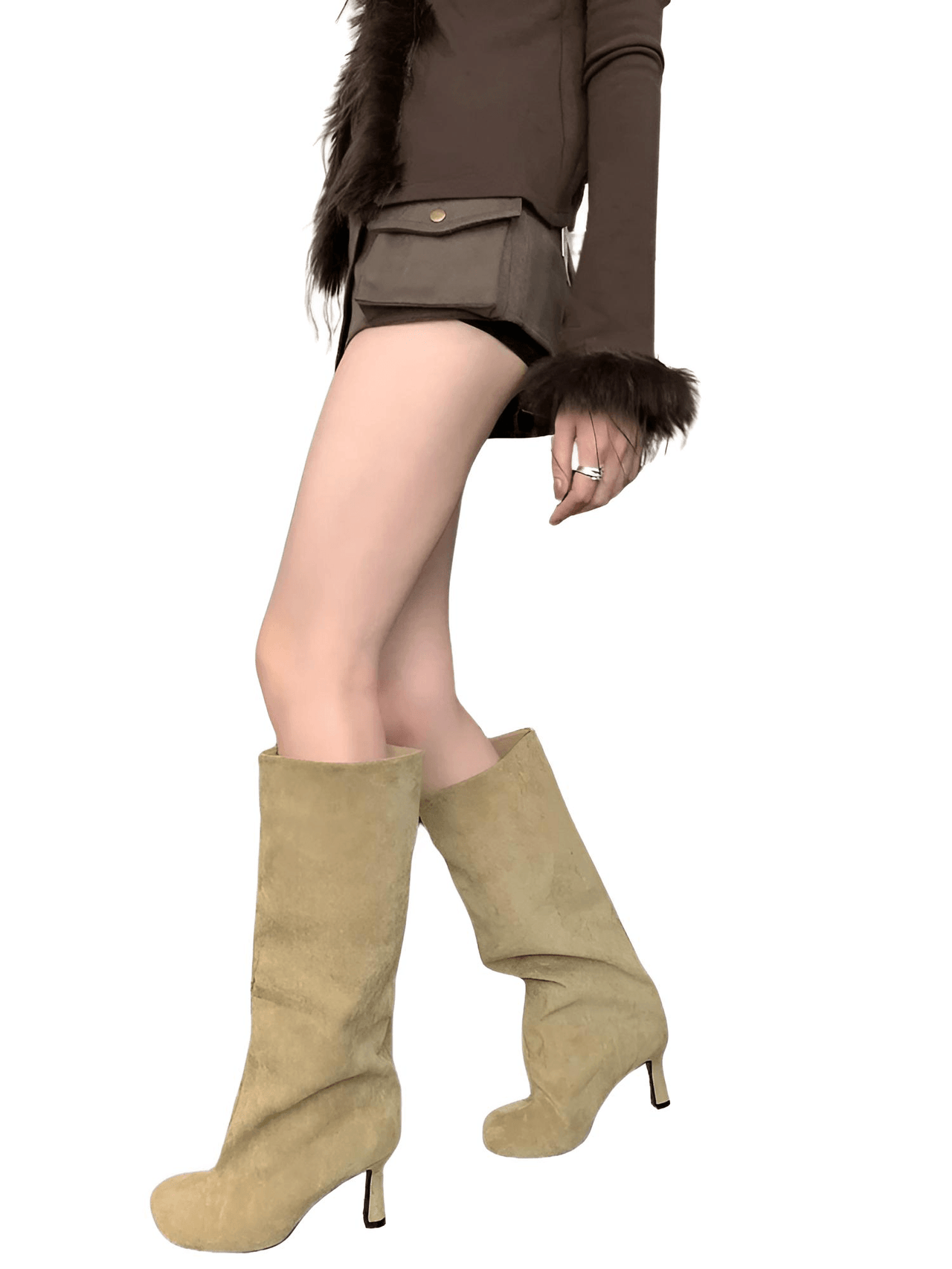 Winter Street Style Round Toe Knee High Women's Boots High Heel Boots Female Long Boots, Drestiny, Boots, Knee High Boots, High Heel Boots, Heels, Drestiny, 4, 5, 6, 7, 8, 9, 10, 11, Apricot, Black, United States, FR, Australia, United Kingdom, shopdrestiny.com
