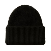 Thumbnail for Black rabbit fur beanie hat on a white background