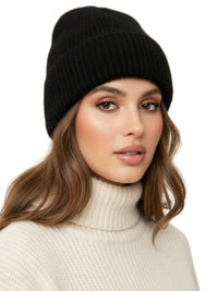 Thumbnail for Winter Women's Rabbit Fur Hats Warm Long Rabbit Fur Hair Female Caps Fashion Solid Colors Wide Cuff Young Style Beanies