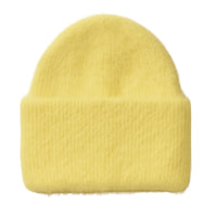 Thumbnail for Yellow rabbit fur beanie on a white background