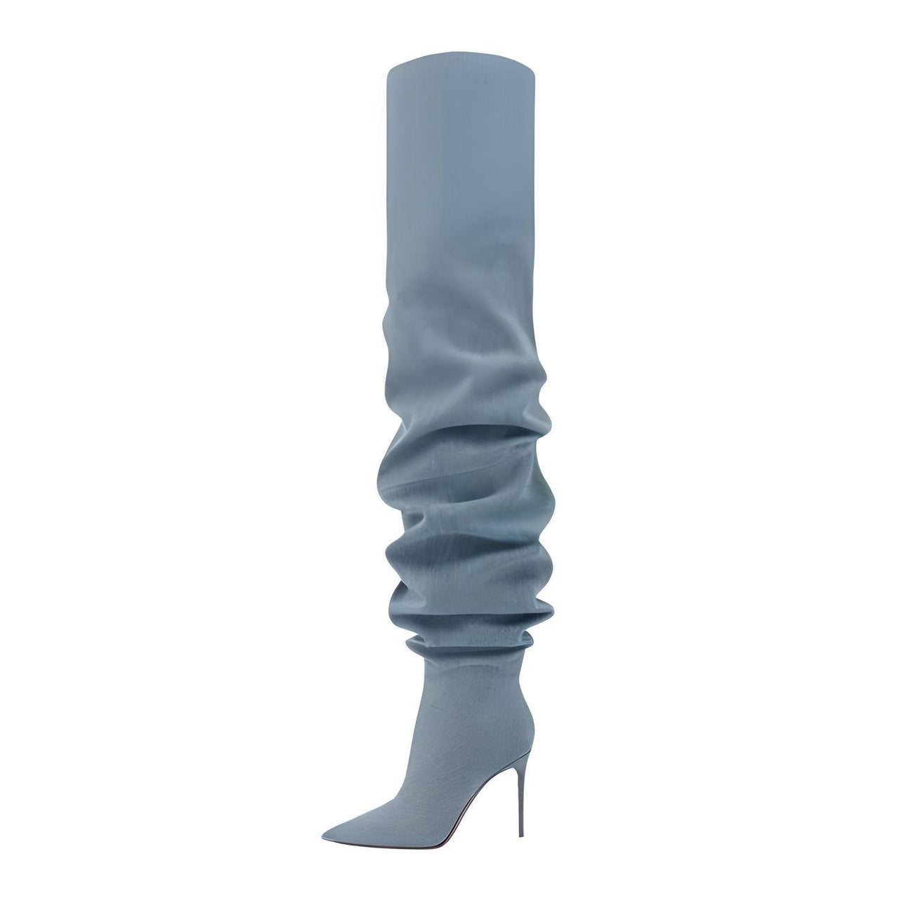 Woman's Brown Suede Stiletto Heels Thigh High Boots Pointed Toe Slip-On Pleated Super High Heel Denim Boots, Drestiny, Thigh High Boots, Boots, Heels, High Heels, Stilettos, Stiletto Boots, Suede Boots, Scrunch Boots, Over The Knee Boots, United States, Canada, Australia, New Zealand, United Kingdom, Brown, Dark Brown, Denim, Denim Blue, Black, Yellow Brown, 4.5, 5, 5.5, 6, 7, 8, 9, 9.5, 10, 10.5, shopdrestiny.com