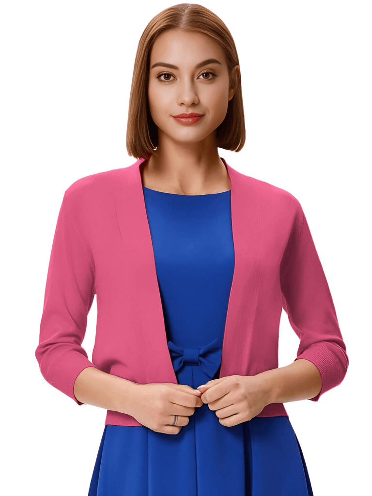 Stay trendy with the Women's Pink Shrug 3/4 Sleeve Bolero. Shop at Drestiny for free shipping and tax covered. Hurry, save up to 50% off for a limited time!