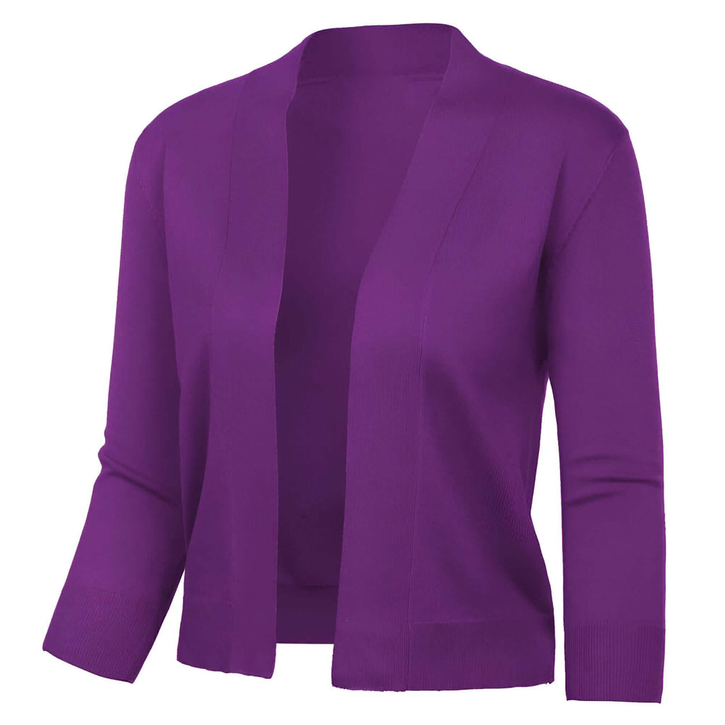 Stay trendy with the Women's Purple Shrug 3/4 Sleeve Bolero. Shop at Drestiny for free shipping and tax covered. Hurry, save up to 50% off for a limited time!