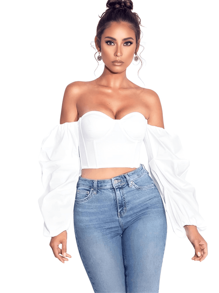 Elevate your style with this Women's Puff Sleeve Off Shoulder Sexy White Crop Top. Shop at Drestiny today and take advantage of our amazing offer: free shipping and we'll handle the tax! Hurry, save up to 50% off before it's too late!