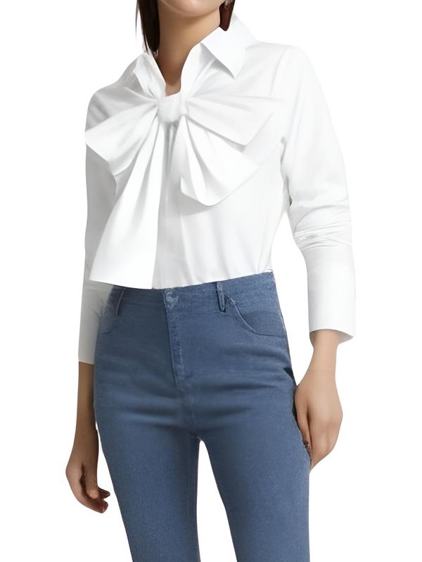 Shop Drestiny for a chic Women's Bow Tie Long Sleeve White Blouse. Enjoy Free Shipping and let us cover the tax! Discounts up to 50% off on women's trendy clothing now!