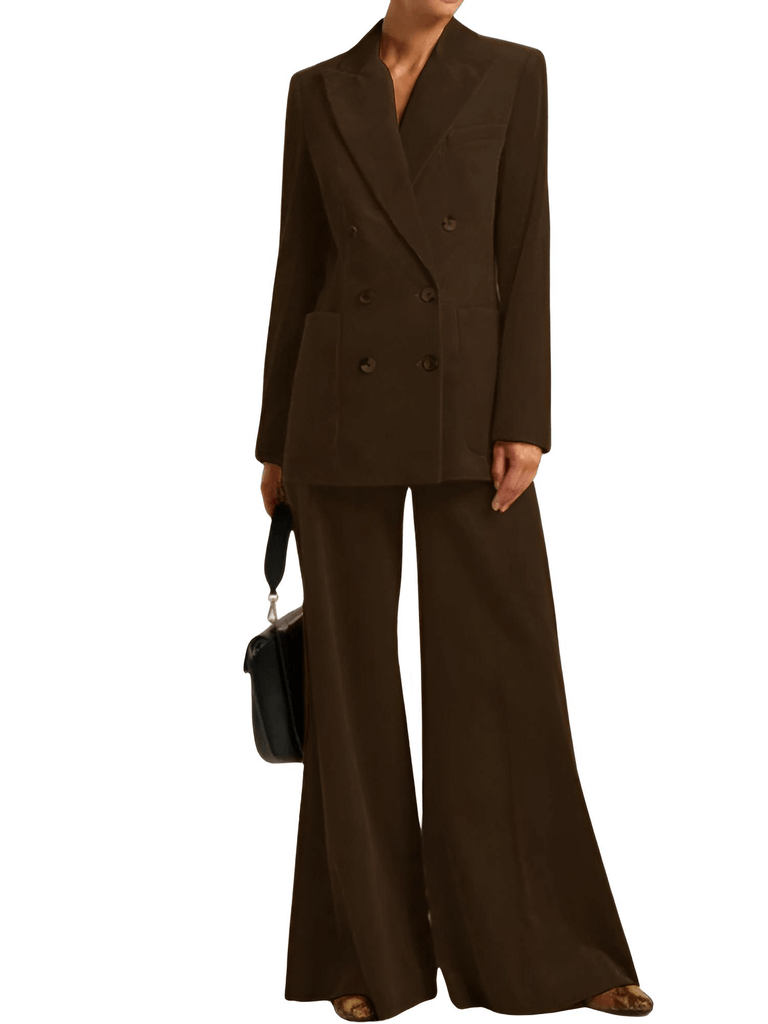 Elevate your fashion game with the trendy Women's Brown Suit 2-Piece Corduroy Flared Wide Leg Pants Suit. Experience the convenience of free shipping and let us take care of the tax at Drestiny! Seen on FOX, NBC, and CBS. Enjoy up to 50% off!