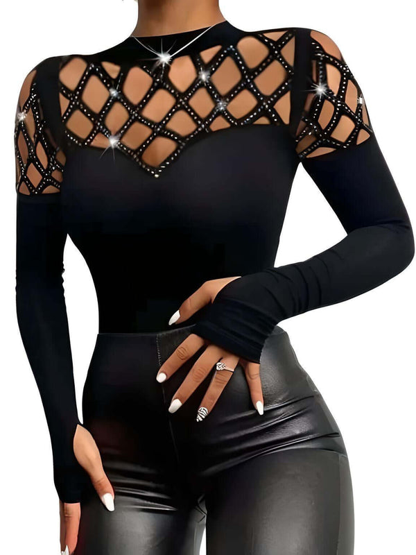 Shop Drestiny for a Women's Chic Rhinestone Long Sleeve Sexy Black Blouse. Enjoy free shipping and let us cover the tax! Save up to 50% off now.