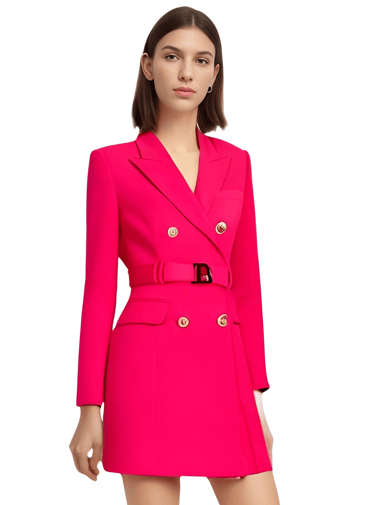 Discover the chic Women's Fuchsia Double Breasted Suit Dress With Belt at Drestiny. Enjoy free shipping and tax covered. Save up to 50% off for a limited time!