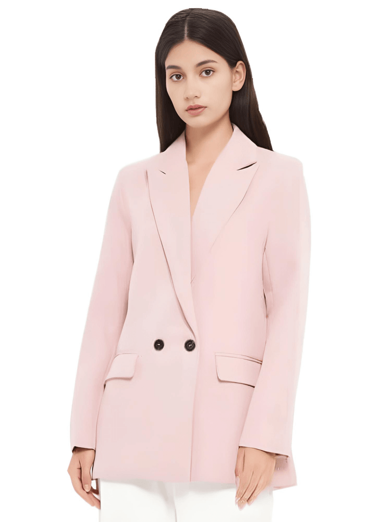 Women's Pink Double Breasted Pocket Blazer