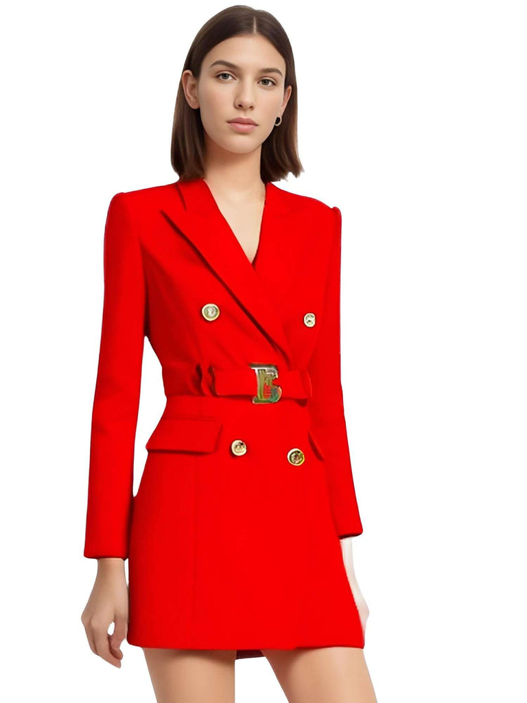 Discover the chic Women's Red Double Breasted Suit Dress With Belt at Drestiny. Enjoy free shipping and tax covered. Save up to 50% off for a limited time!