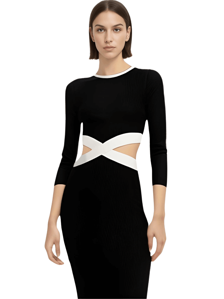 "Turn heads in this stunning Women's Elegant Long Sleeve Side Cut Out Black Body-con Dress. Shop now at Drestiny and enjoy Free Shipping + Tax Paid!"