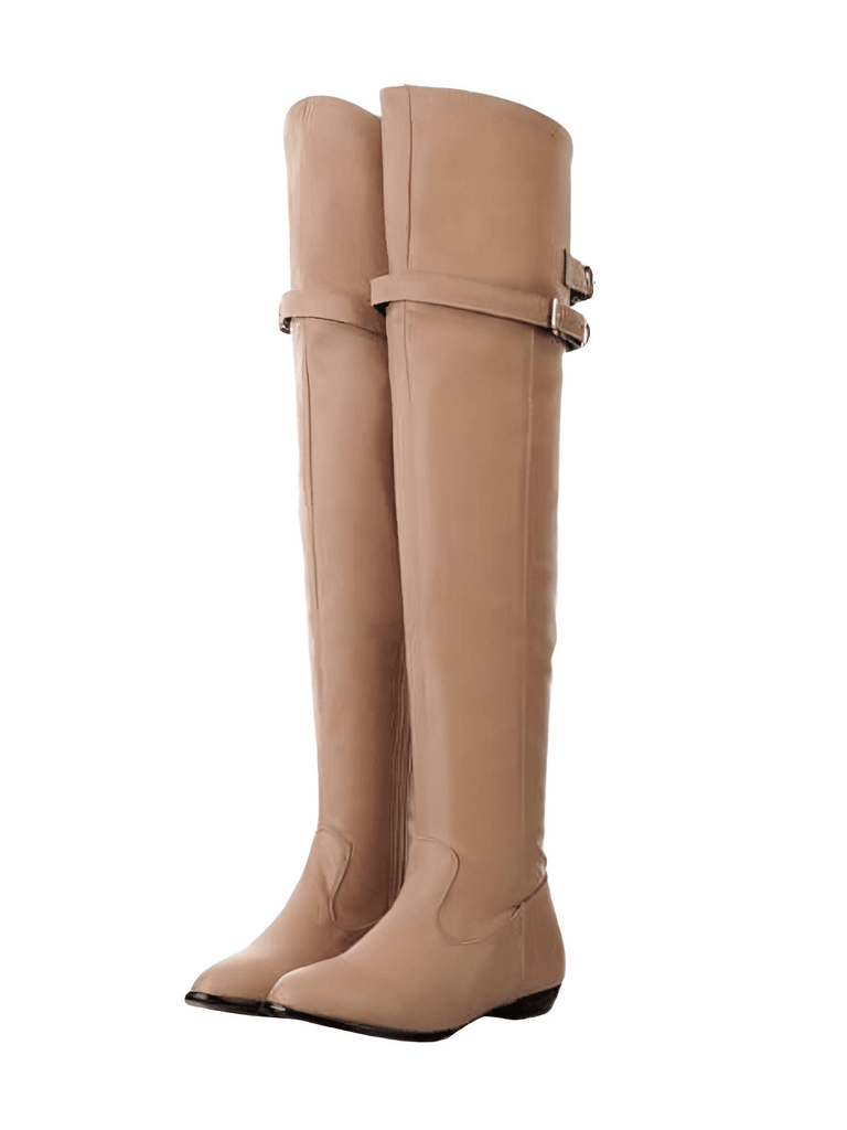 Stylish women's khaki over the knee boots with flat heel. Shop Drestiny for free shipping and tax covered. Save up to 50%!
