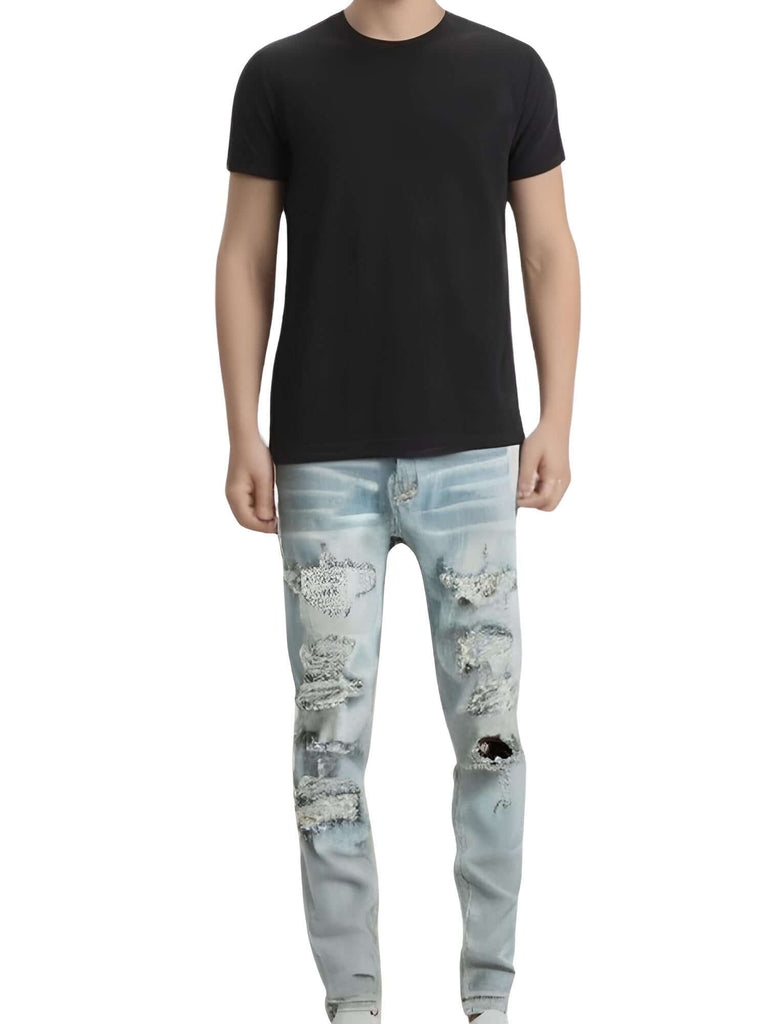 Get the trendiest Men's Streetwear Bling Ripped Patchwork Blue Jeans at Drestiny. Free shipping + tax covered. Seen on FOX/NBC/CBS. Save up to 50%!