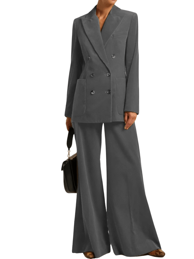Elevate your fashion game with the trendy Women's Gray Suit 2-Piece Corduroy Flared Wide Leg Pants Suit. Experience the convenience of free shipping and let us take care of the tax at Drestiny! Seen on FOX, NBC, and CBS. Enjoy up to 50% off!