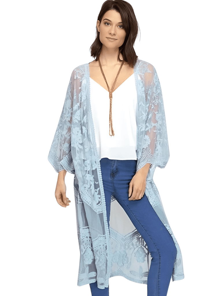 Discover the perfect Women's Lace Kimono Top at Drestiny! Enjoy free shipping and let us cover the tax. Seen on FOX, NBC, and CBS. Save up to 50%!