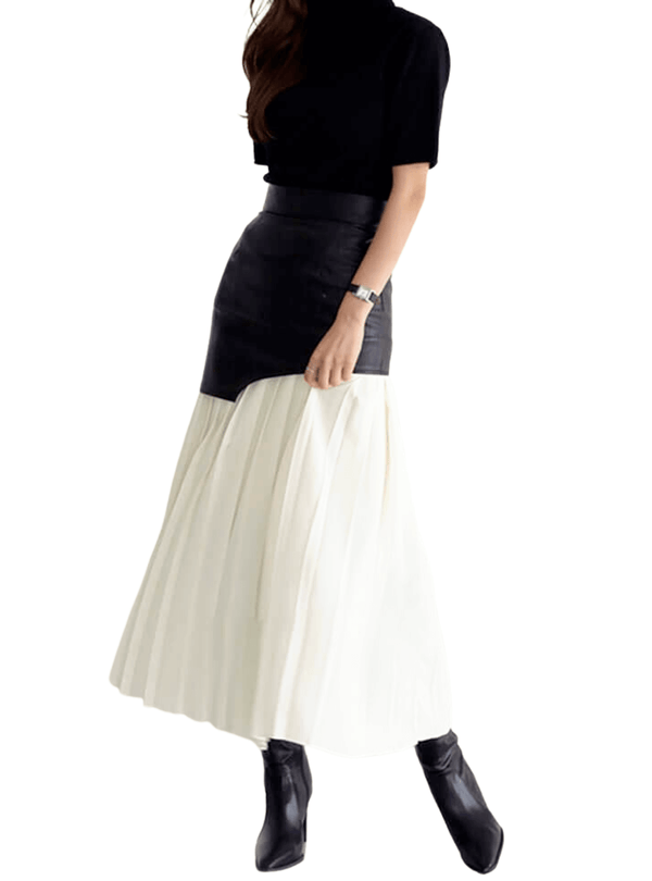 Women's Leather High Waist Patchwork Skirt