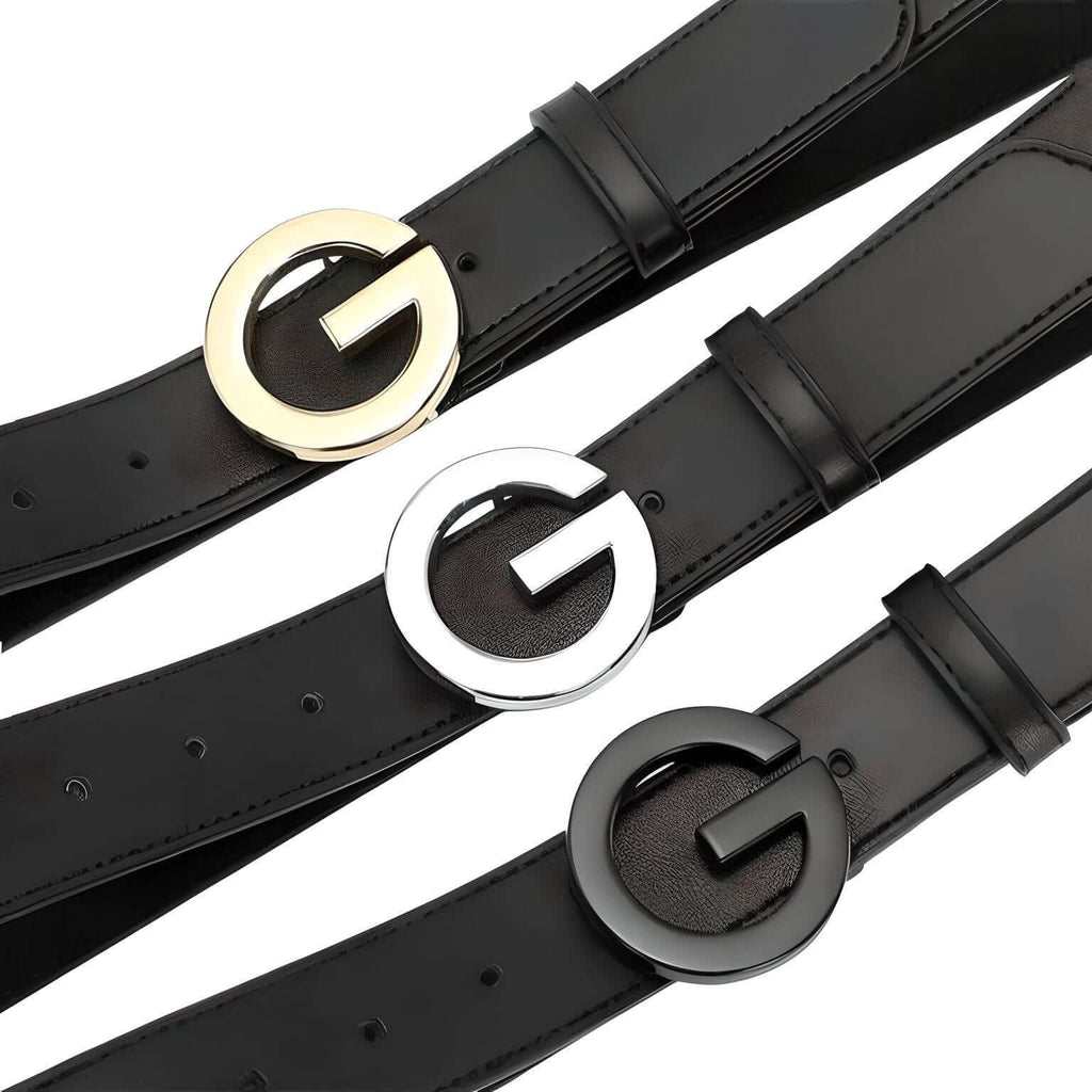 Women's Leather 'G' Buckle Belt - Shop Drestiny for free shipping + tax paid. Seen on FOX, NBC, CBS. Save up to 50% for a limited time.