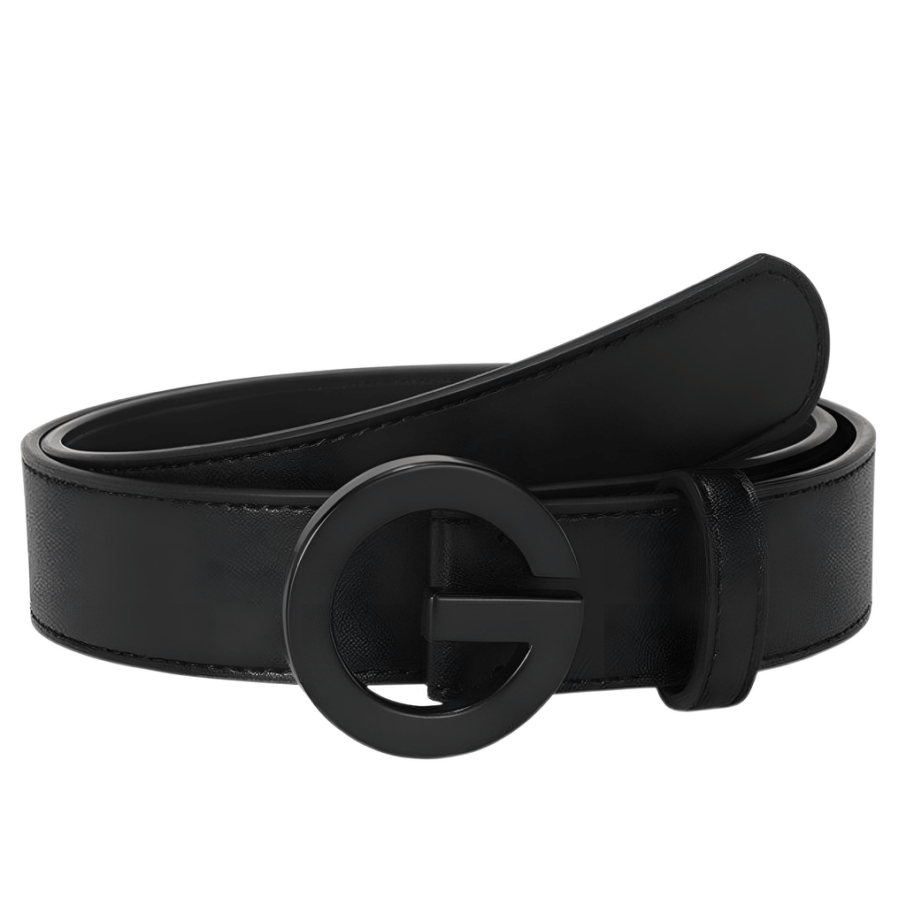 Women's Black Leather Black 'G' Buckle Belt - Shop Drestiny for free shipping + tax paid. Seen on FOX, NBC, CBS. Save up to 50% for a limited time.