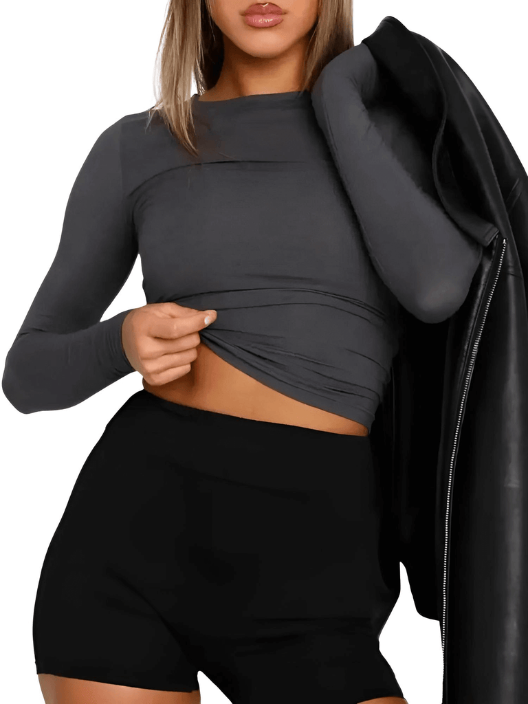 Shop Drestiny for trendy Women's Dark Grey Long Sleeve Crop Tops. Enjoy Free Shipping and let us cover the taxes! Seen on FOX, NBC, and CBS. Save up to 50% now!