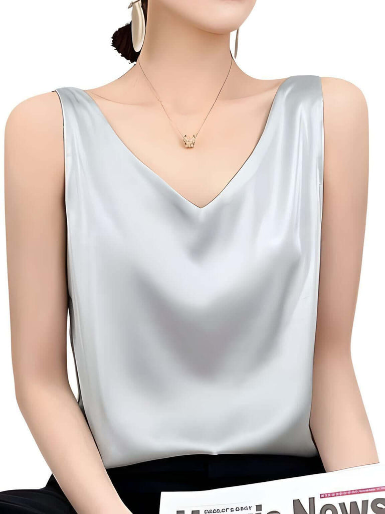 Women's Light Grey Luxury Silk Tank Top