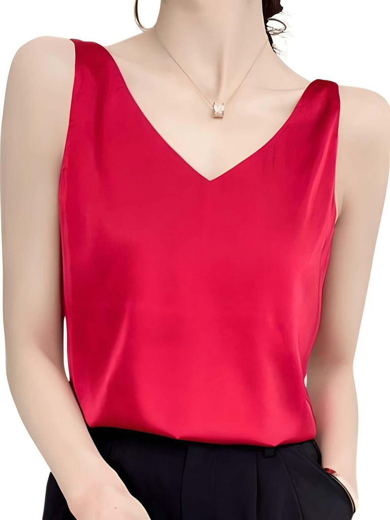 Women's Red Luxury Silk Tank Top