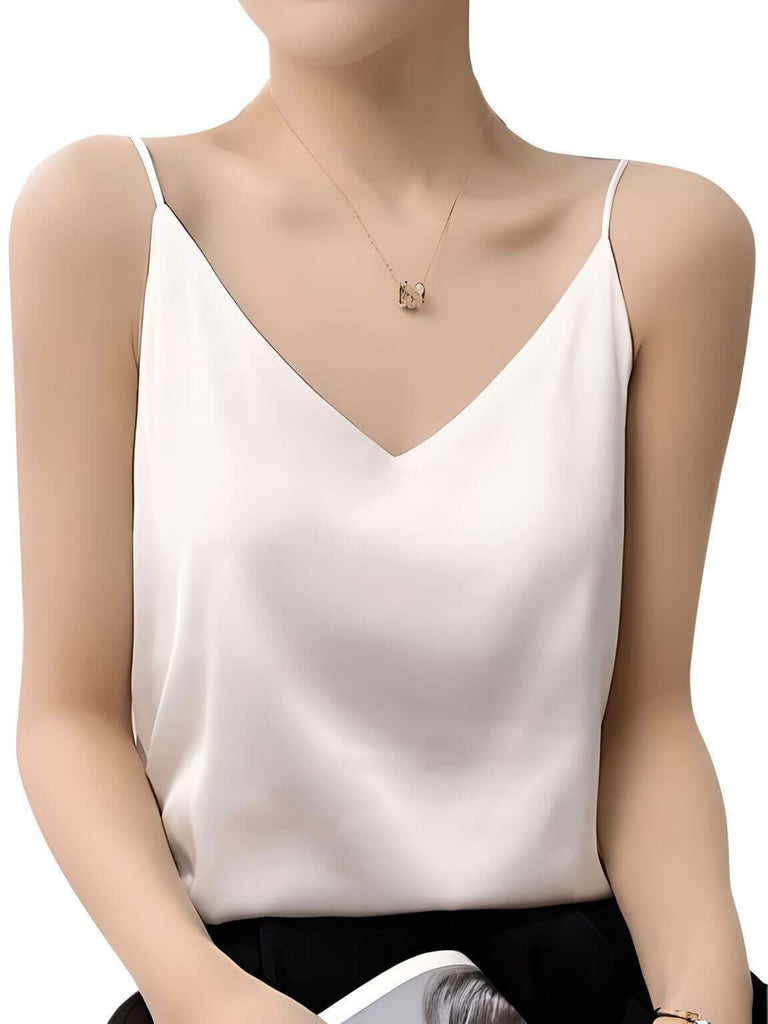 Women's Luxury White Silk Tank Top