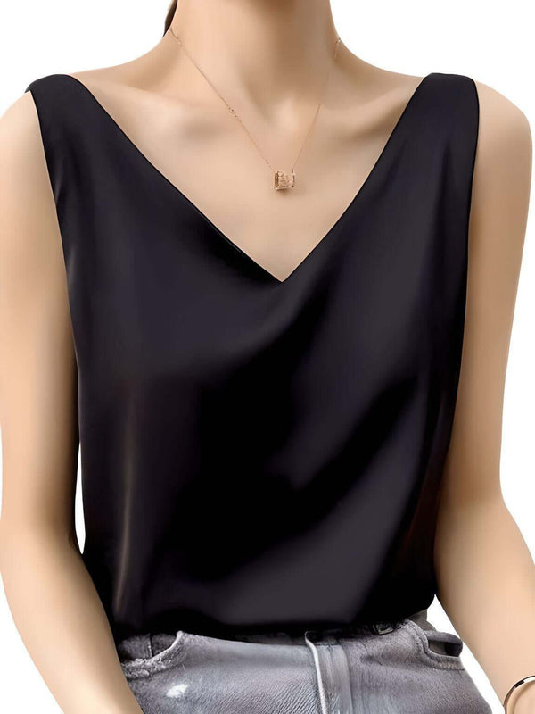 Women's Black Luxury Silk Tank Top