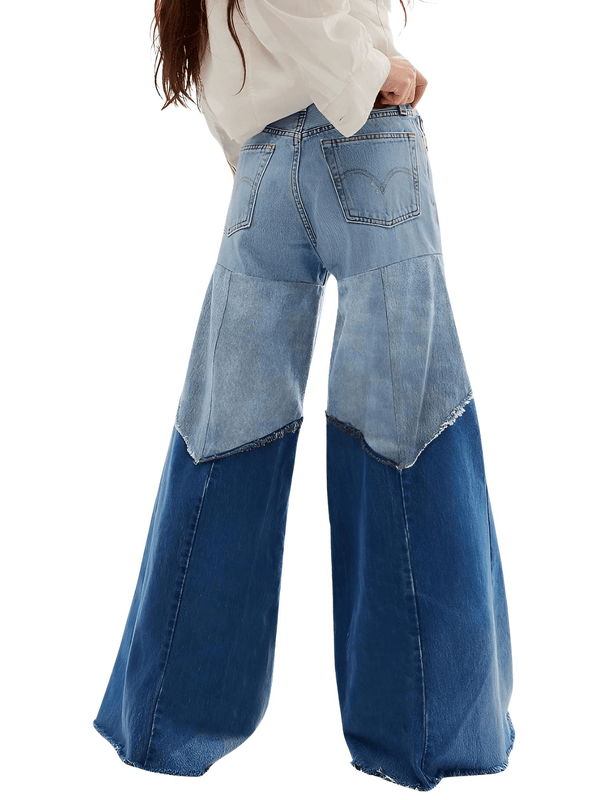 Elevate your wardrobe with trendy patchwork high waist wide-legged denim jeans at Drestiny. Save up to 50% off + free shipping!