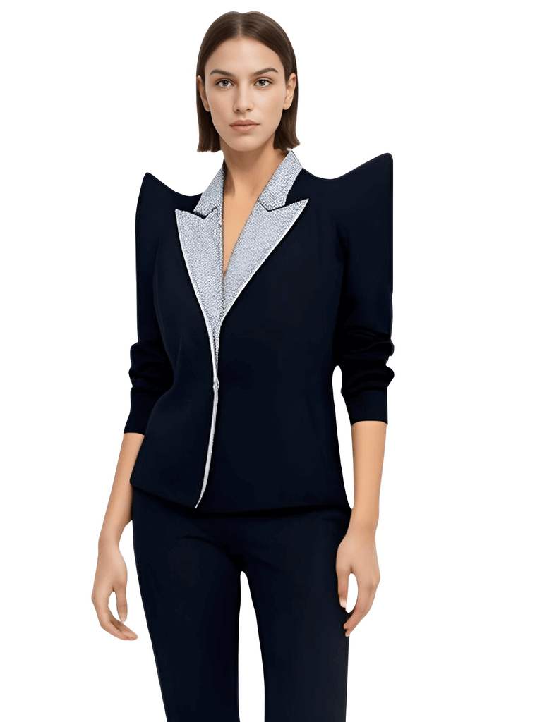 Stand out in the chic Women's Peak Shoulder Black Diamond Blazer. Shop Drestiny now for free shipping and tax covered. Save up to 50%!