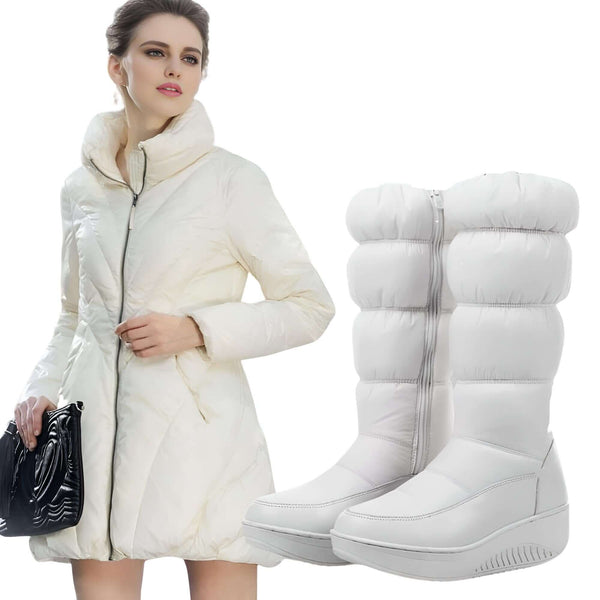 Women's Platform White Winter Boots