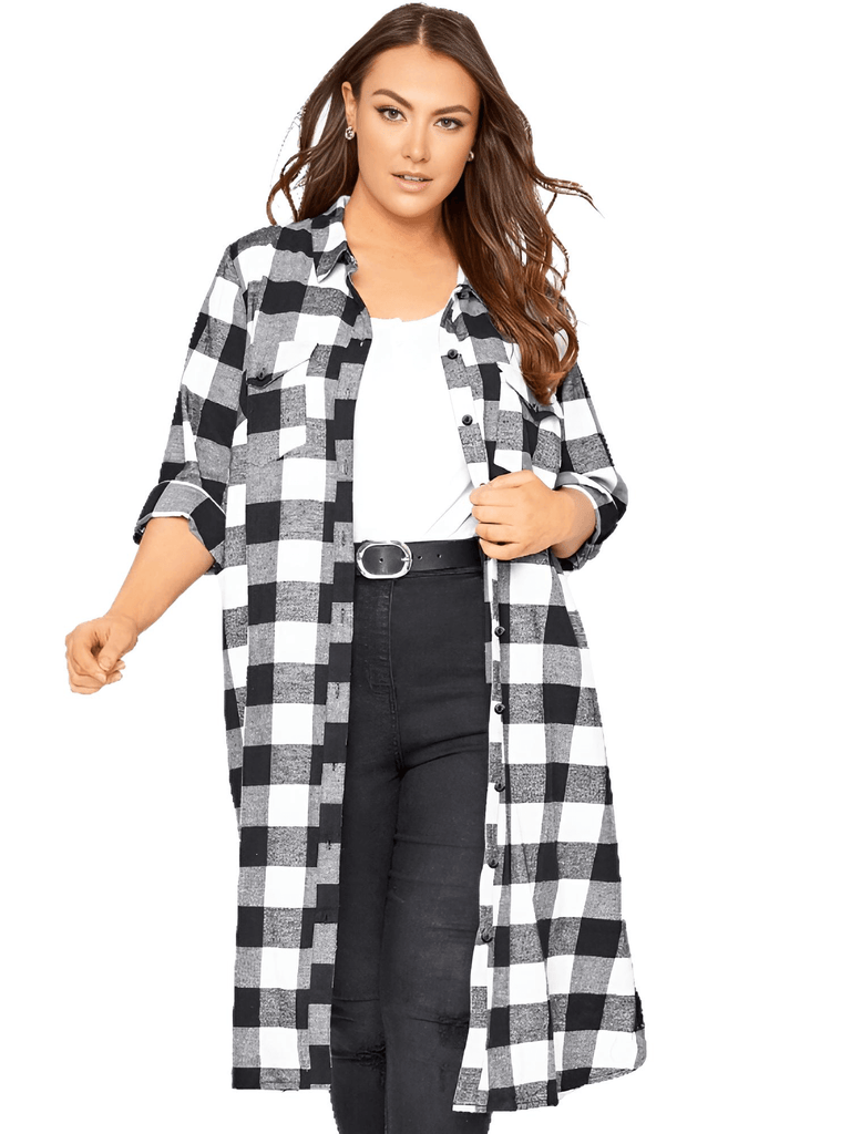 Check out Drestiny for women's plus size long plaid checkered shirt. Enjoy free shipping and tax covered. Save up to 50% off!
