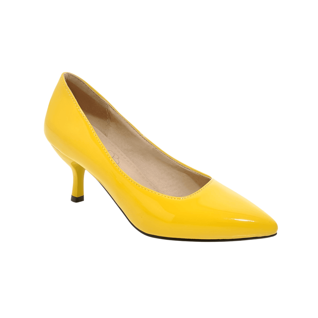Women's Pointed Toe Yellow Pumps - Available in Large Sizes!