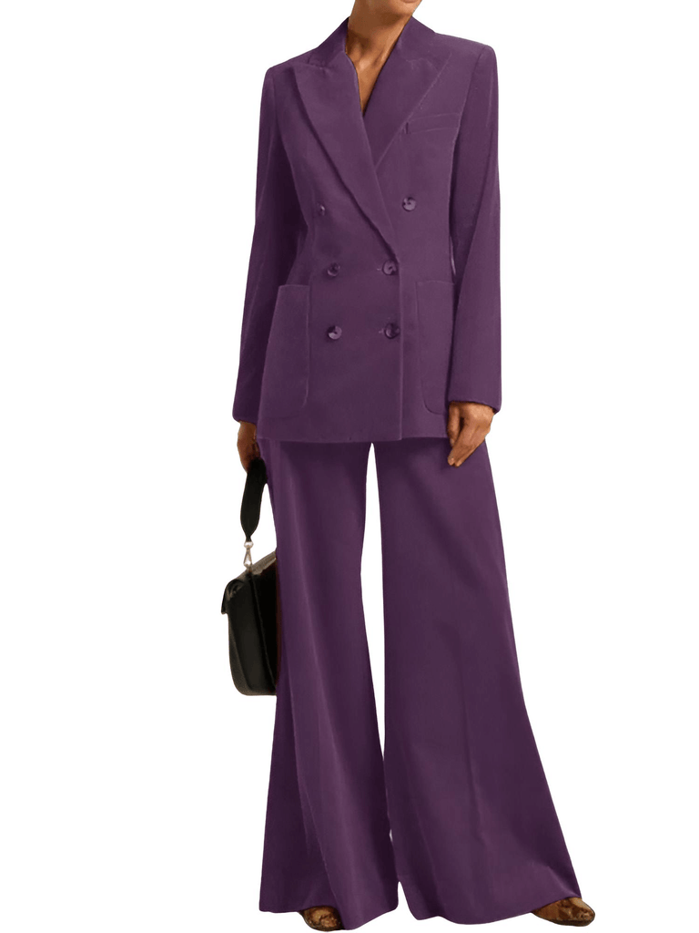 Elevate your fashion game with the trendy Women's Purple Suit 2-Piece Corduroy Flared Wide Leg Pants Suit. Experience the convenience of free shipping and let us take care of the tax at Drestiny! Seen on FOX, NBC, and CBS. Enjoy up to 50% off!