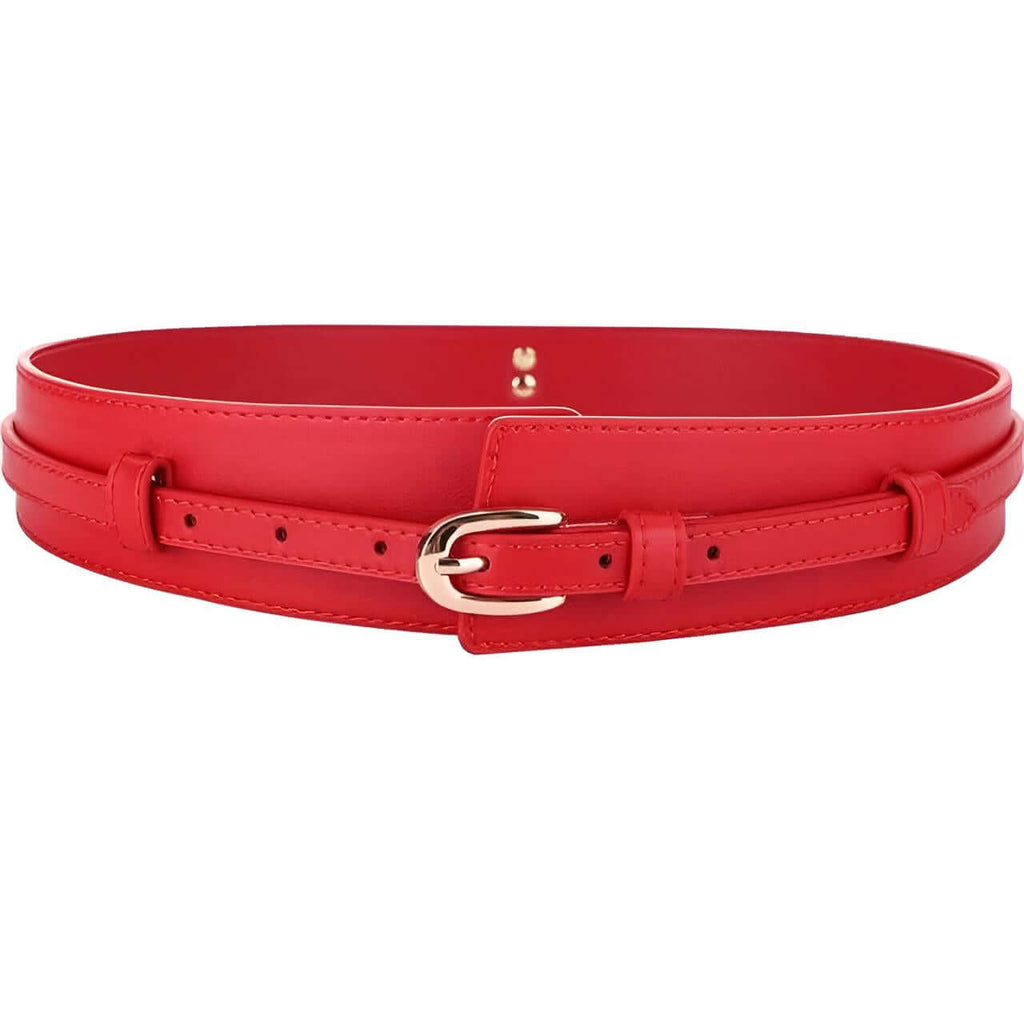 Drestiny-Women's Red Leather Cummerbund Belt