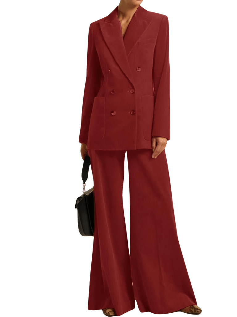 Elevate your fashion game with the trendy Women's Red Suit 2-Piece Corduroy Flared Wide Leg Pants Suit. Experience the convenience of free shipping and let us take care of the tax at Drestiny! Seen on FOX, NBC, and CBS. Enjoy up to 50% off!