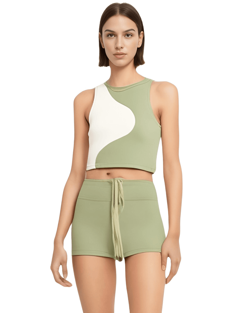 "Shop the stylish Women's Ribbed Knit Color Block Green Tank Top at Drestiny! Enjoy free shipping and let us take care of the taxes. Save up to 50% off now!"